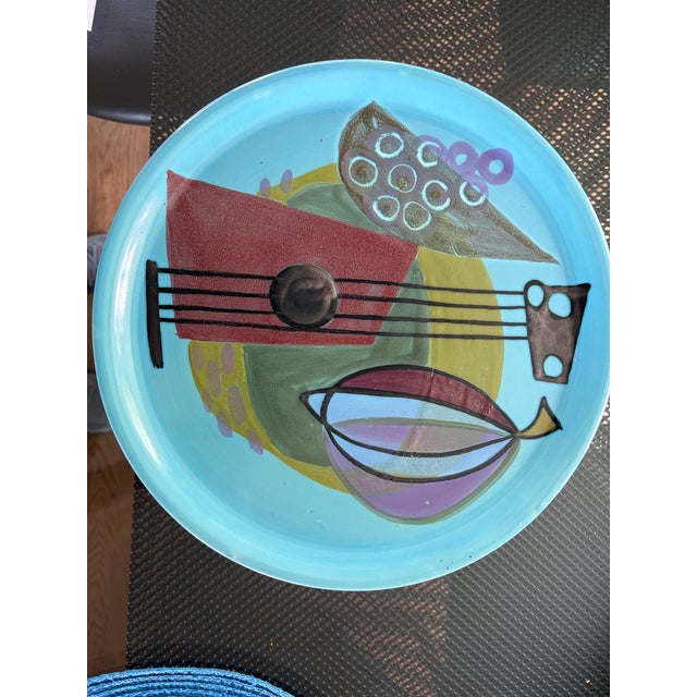 Rare plate with a Cubist design by Janou Pithois in perfect condition, in the style of Fernand Léger, signed This piece...