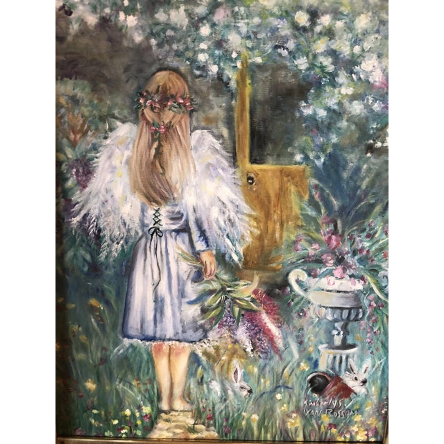 Young Girl Portrait Acrylic on Canvas Painting Signed Kimberly Van Rossum For Sale In New York - Image 6 of 10