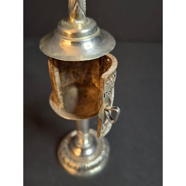 Antique 800 Silver Filigree Besamim Spice Tower Havdalah Judaica Tower Flag 86g For Sale - Image 11 of 16