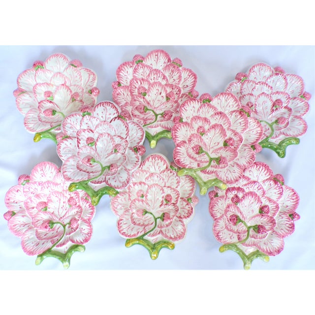 Vintage Strawberry Majolica Plates, Set of 8 For Sale In Houston - Image 6 of 12