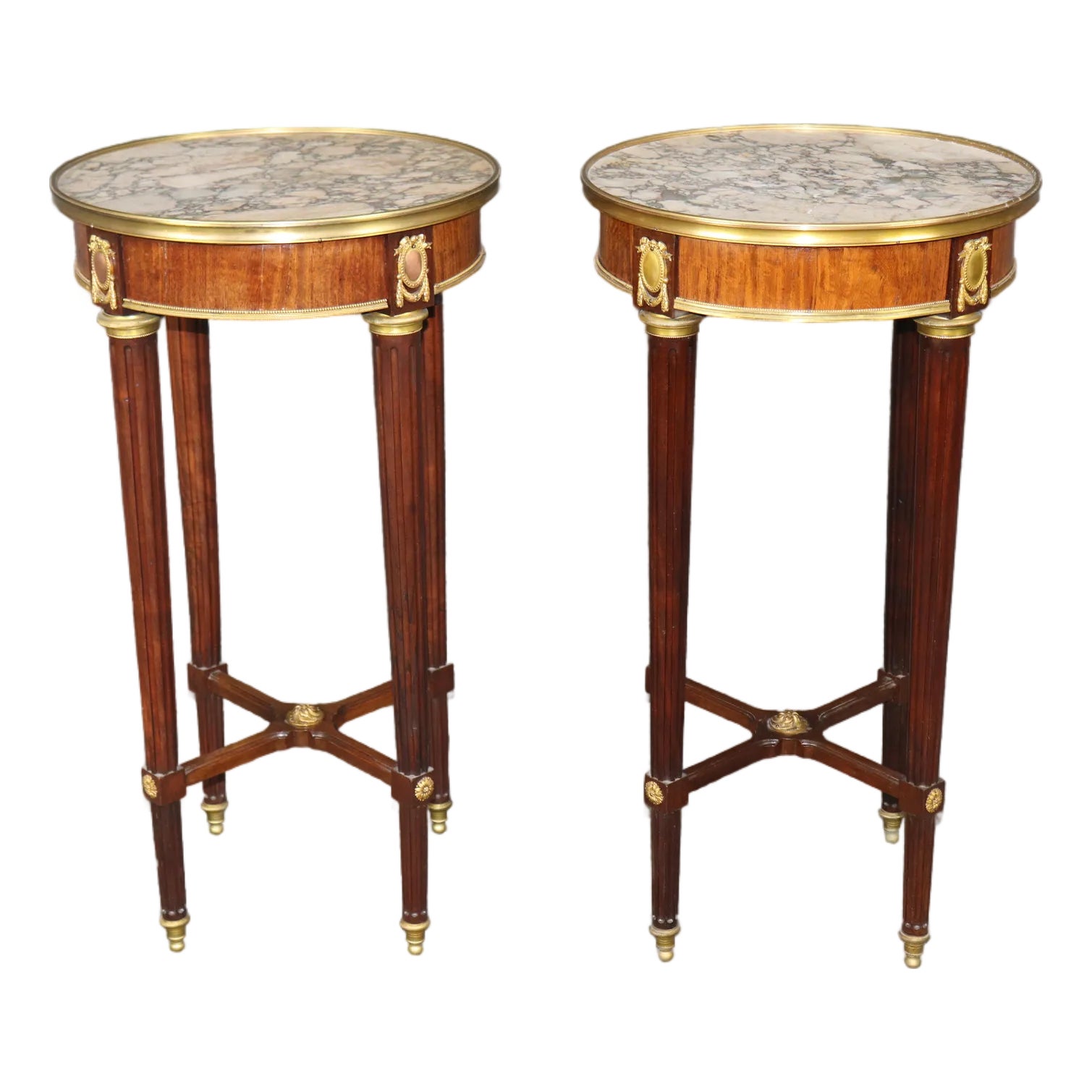 Pair of Fine Quality Breche D' Violette Marble and Bronze Mounted End ...
