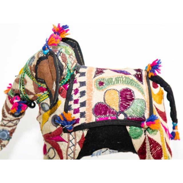 Vintage Raj Hand-Crafted Stuffed Cotton Embroidered Elephant, India, 1950 For Sale In Palm Springs - Image 6 of 13