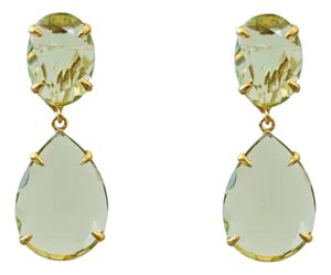 Angelina Earrings, Light Green, Clip On