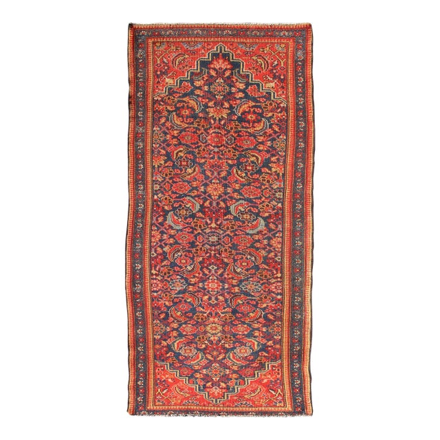 Red and Blue Antique Persian Malayer Rug With All-Over Floral Design 3'2" X 6'8" For Sale