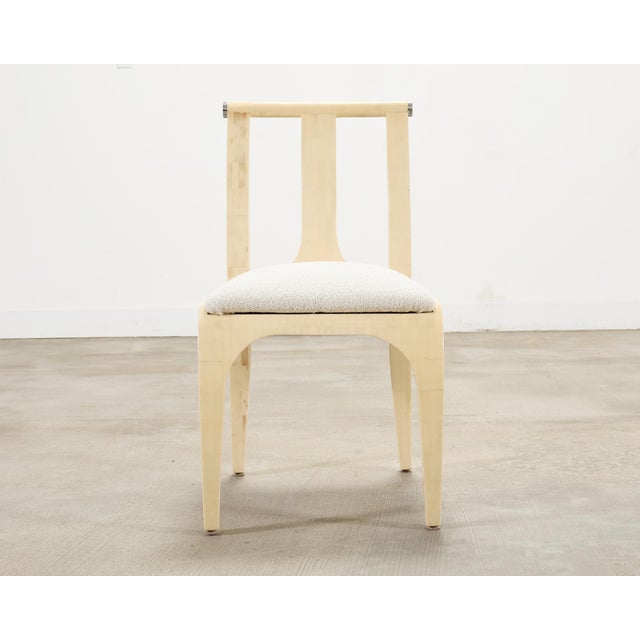 Modern Enrique Garcel Colombian Tessellated Bone Chair With Bouclé For Sale - Image 3 of 18