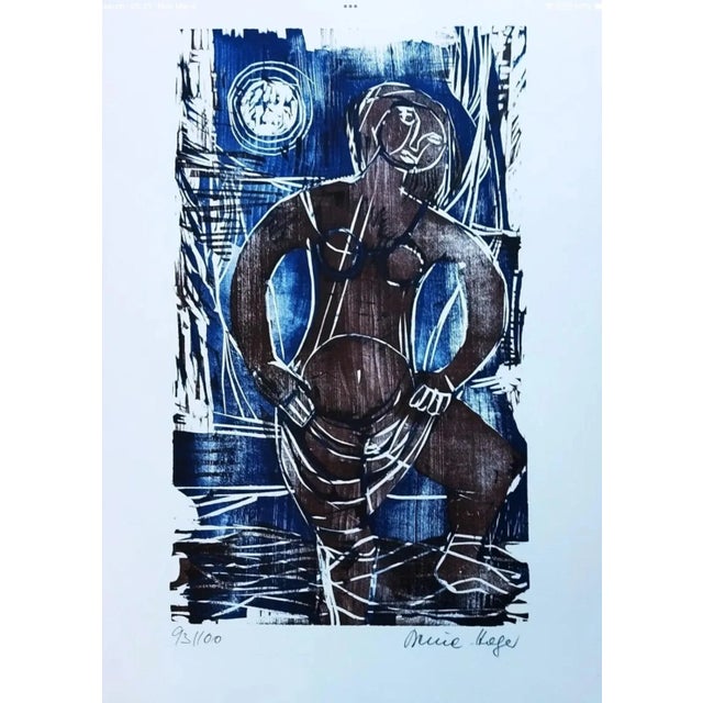 Artist - Maria Beine Hager Title - Woman in Moonlight Handsigned in pencil lower right Year - 1970's Limited Edition...