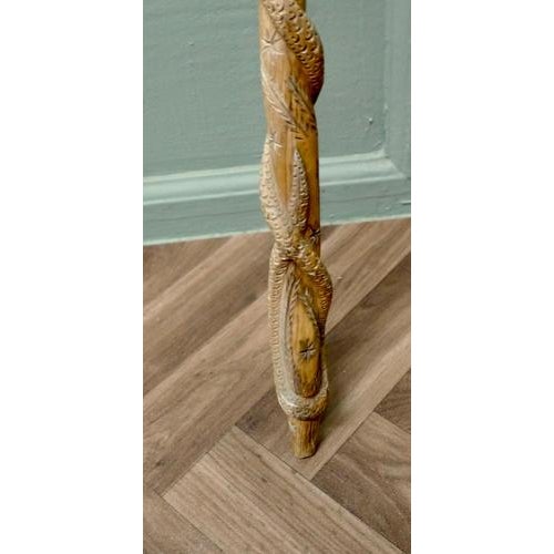 Wood Hand Carved Wooden Cobra Walking Stick, 1920 For Sale - Image 7 of 8