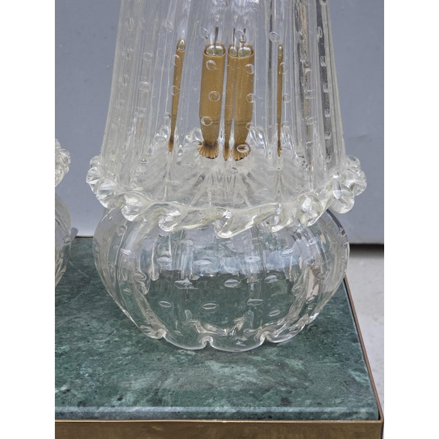 Murano Glass Table Lamps with Bubbles from Barovier, 1930, Set of 2 For Sale - Image 9 of 12