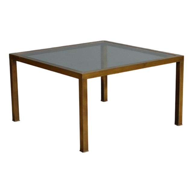 Vintage Coffee Table with Brass Frame, 1970s For Sale