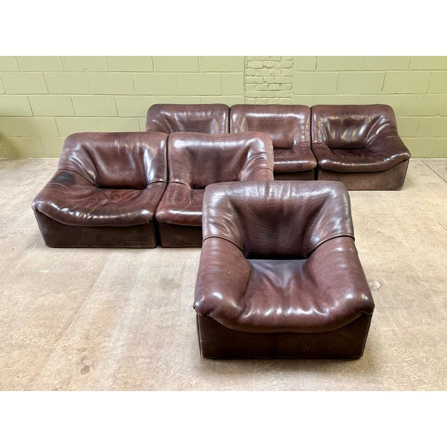 1970s Model DS-46 in Black-Brown Neck Leather from de Sede, Switzerland, 1976, Set of 6 For Sale - Image 5 of 18