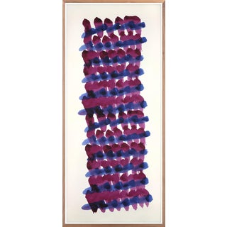 Fuchsia Abstract Indigo Weave Mirror by ZBC House, Framed Art Print, 24x60 For Sale