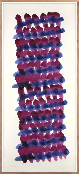 Fuchsia Abstract Indigo Weave Mirror by ZBC House, Framed Art Print, 24x60