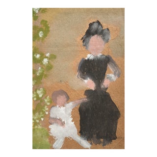 1970s "With Grandma" Watercolor Painting Sybil Gibson For Sale