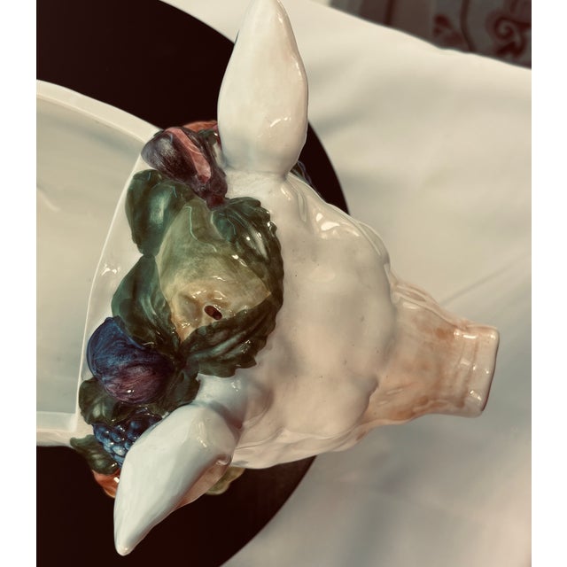 Late 20th Century Vietri Italian Ceramic Pig Tureen With Fruit Finial Lid For Sale - Image 16 of 18