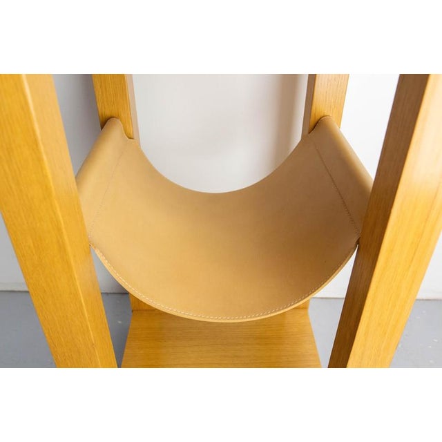 French Oak & Leather Plant Holder For Sale - Image 11 of 14