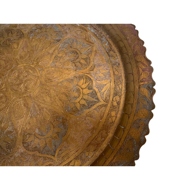 Moroccan Midcentury Moroccan Brass Tray For Sale - Image 3 of 3