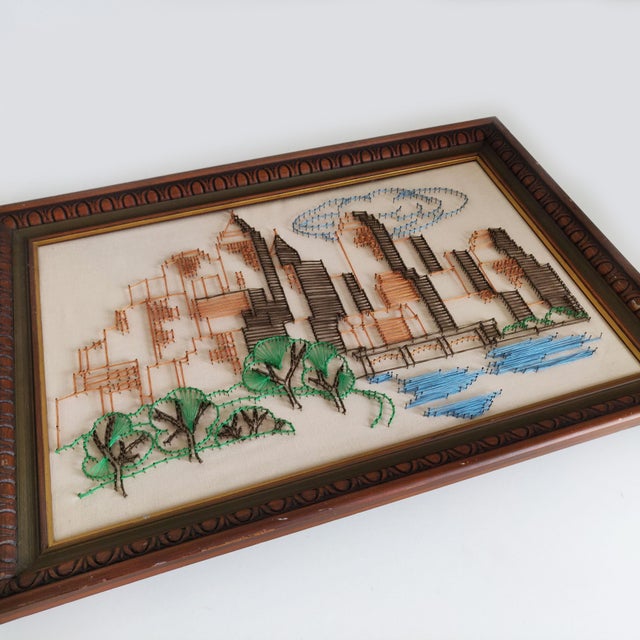 Brown 1970s City Skyline Nail and String Art For Sale - Image 8 of 10