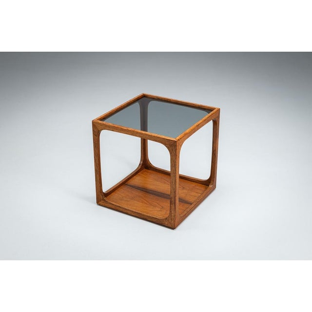 Mid-Century Modern Side Table in Rosewood with Smoked Glass Top by Jacob Brink, 1960s For Sale - Image 3 of 13