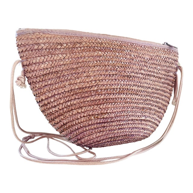 Vintage 1980s Lavender Woven Crossbody Bag For Sale
