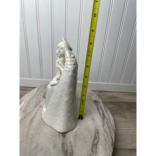 White 60-70s Goebel Hummel Flower Madonna Figurine 10/1 Virgin Mary Child Bird Used 9in Ivory For Sale - Image 8 of 8