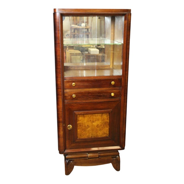 Art Deco Walnut Showcase, 1940s For Sale