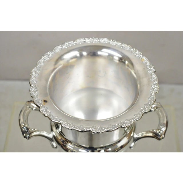 Victorian Vintage Oneida Silver Plated Victorian Style Wine Champagne Chiller Ice Bucket For Sale - Image 3 of 12