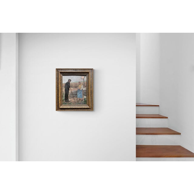 Wilhelm Schmurr Hagen 1878 - 1959 Düsseldorf Peasants Oil on cardboard Signed lower left Size: 41.5 x 34.5 cm Frame: 59 x...