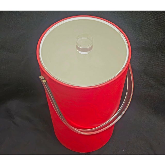 1960s 1960s Morgan Design Bucket Brigade 15" Tall Red Ice Bucket For Sale - Image 5 of 18