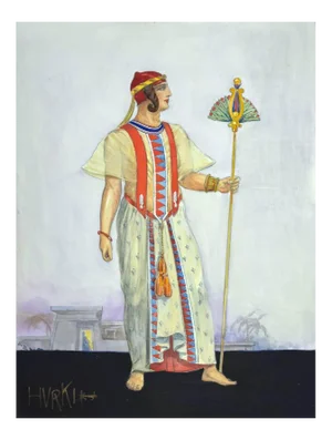 Unknown, Hurki Costume for an Opera, Pencil and Watercolor, 1930s
