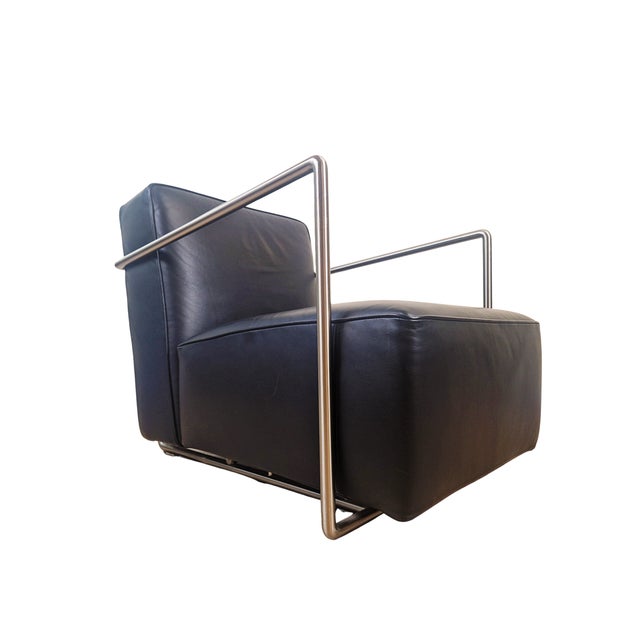 Leather and Chrome ABC Model Reclining Lounge Chair with Ottoman by Antonio Citterio for Flexform, 1980s, Set of 2 For Sale - Image 3 of 11