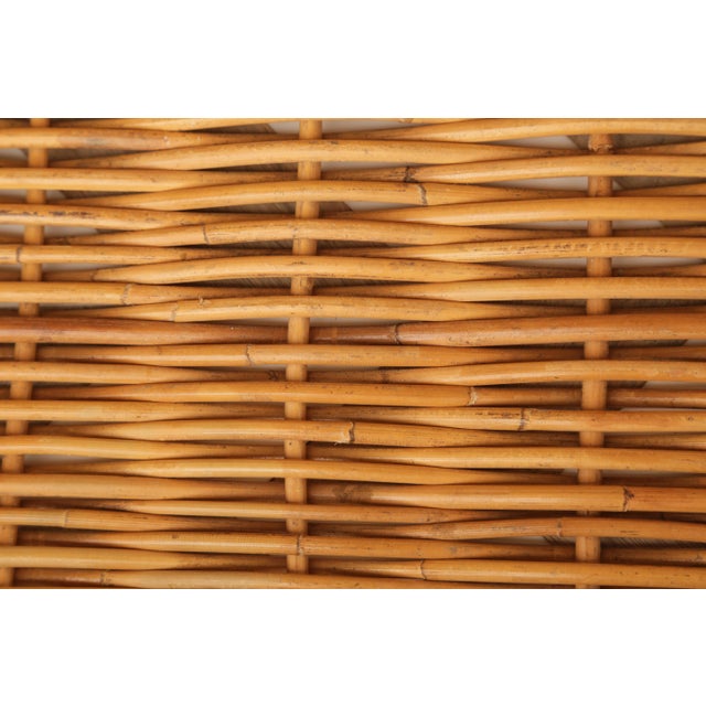 Mid-Century Chunky Rectangular Wicker Bread Basket With Handles For Sale - Image 10 of 18