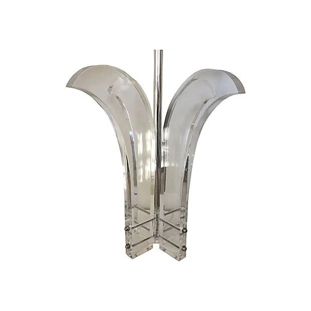 Metal Oversize Lucite Palm Lamp & Shade by Astrolite For Sale - Image 7 of 10