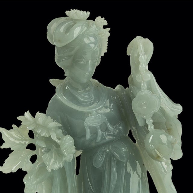 Vintage Chinese Jadeite Carving of a Standing Lady For Sale - Image 3 of 5