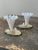 Metal Vintage Opalescent Blown Glass Cornucopia-Style Trumpet Vessels on Mirrored Cut Glass Bases, a Pair, Circa 1930s For Sale - Image 7 of 12
