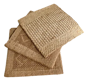 Japanese Woven Straw Zabuton, 1980s, Set of 3