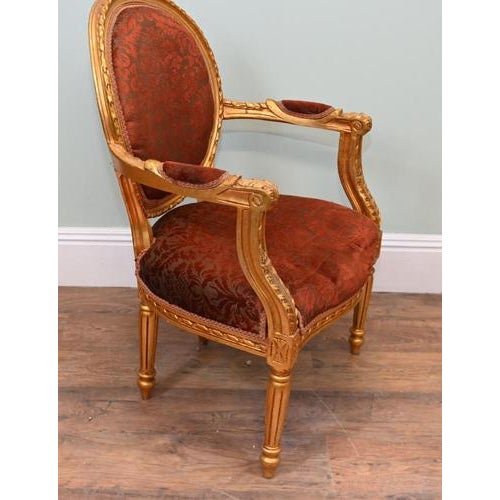 French Gilt Salon Armchair, 1930 For Sale - Image 3 of 4