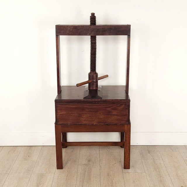 Brown Oak Linen Press Over One Drawer on Later Stand, 18th Century England and Later For Sale - Image 8 of 11