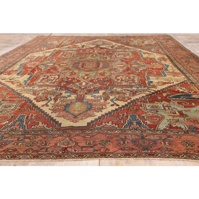 Late 19th Century Persian Serapi Rug, 09'02 X 12'09 For Sale - Image 9 of 10