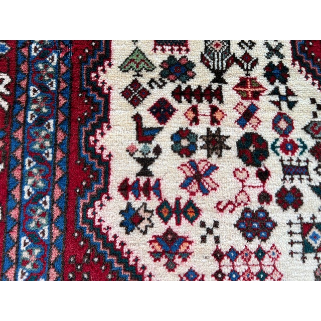 Vintage Handmade Shirazi Wool Rug 3'6" X 5' Tribal Caucasian Area Carpet For Sale - Image 6 of 8
