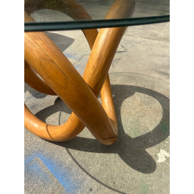 1970s 1970s Wooden Knot Dining Table and Glass Top For Sale - Image 5 of 12