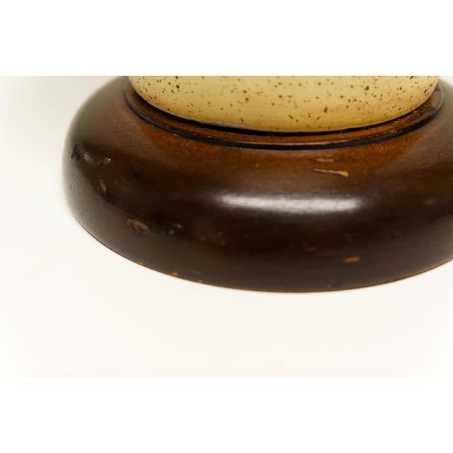 Mid Twentieth Century Modern Table Lamps Ceramic and Walnut - a Pair For Sale - Image 9 of 9