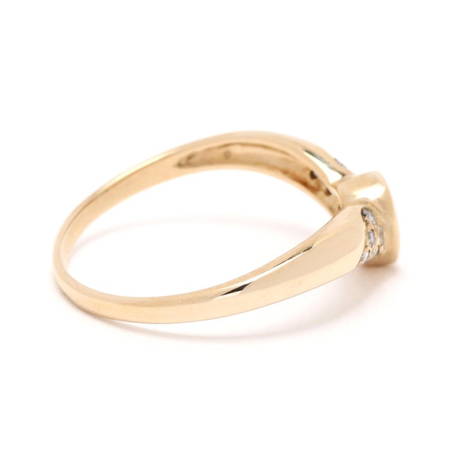Early 21st Century Dainty Emerald & Diamond Ring, 14k Yellow Gold, Ring Size 7.25, Engagement For Sale - Image 5 of 6