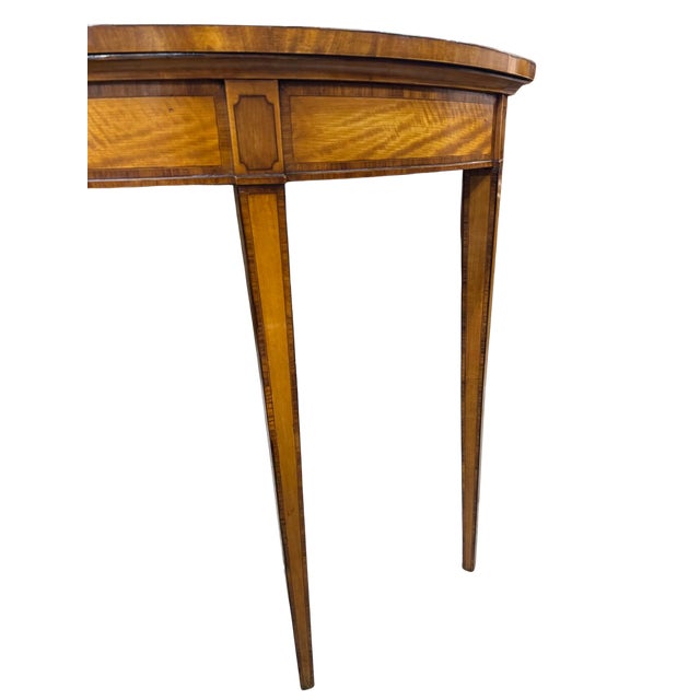 18th Century English George III Satinwood Demilune Console Table, Circa 1790 For Sale - Image 4 of 8