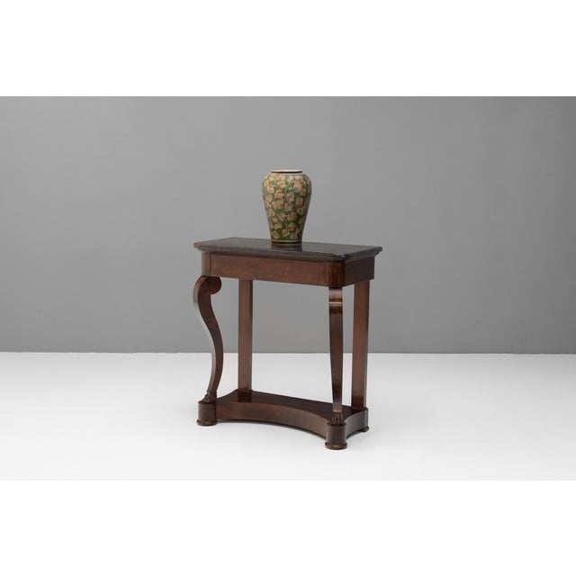 Mahogany Console Table with Marble Top, 1870 For Sale - Image 3 of 11
