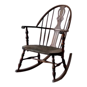 Antique Windsor Rocking Chair With Rush Seat