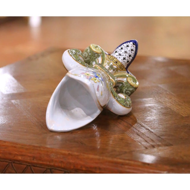 Ceramic 19th Century French Porquier-Beau Quimper Fleur-De-Lys Form Faience Vase For Sale - Image 7 of 9