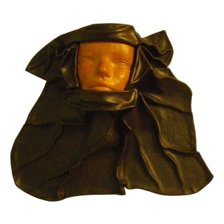Handmade Decorative Wall Mask in Leather, 1980 For Sale