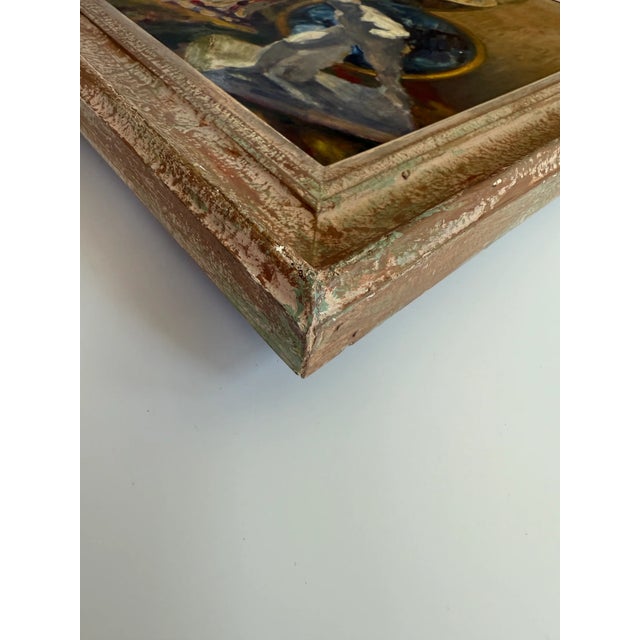 Jean Sauvignier 1947 Ancient Greek French Still Life Nature Morte Oil Painting in Washed Wood Frame For Sale - Image 4 of 7