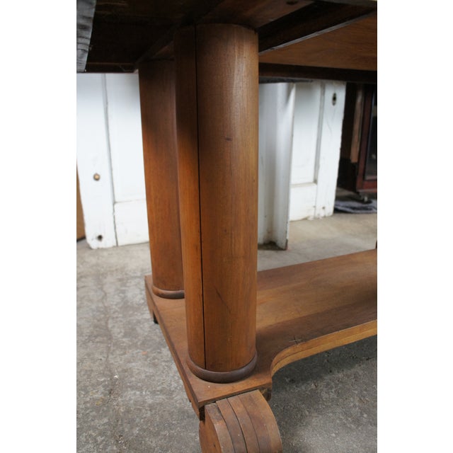 Wood Antique American Arts & Crafts Mission Style Library Table Office Writing Desk For Sale - Image 7 of 12