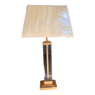 Visual Comfort Wright Gilded Iron & Glass Table Lamp For Sale